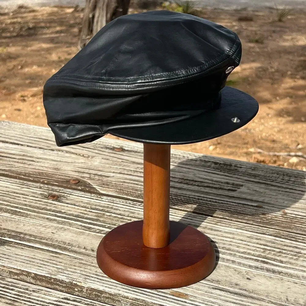 Y2K Faux Leather Cabbie Hat L Structured Newsboy Cap Country Gentleman USA Made